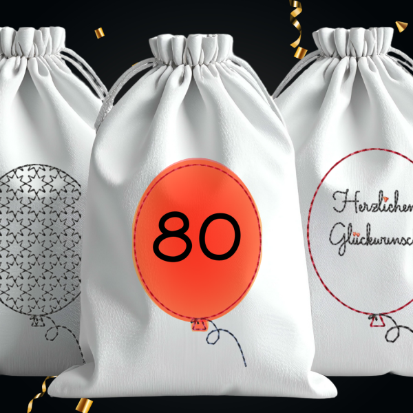 5 Stickdateien im Set Luftballon Partytime für den 10x10 cm Stickrahmen