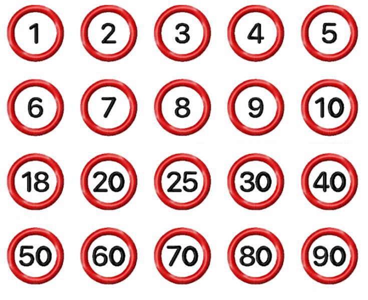 20 Stickdateien im Set Jubiläums- oder Geburtstagszahlen für 10 x 10 cm Stickrahmen S395-00-02-set-01