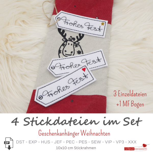 Preview: 4 ITH-Stickdateien Geschenkanhänger 