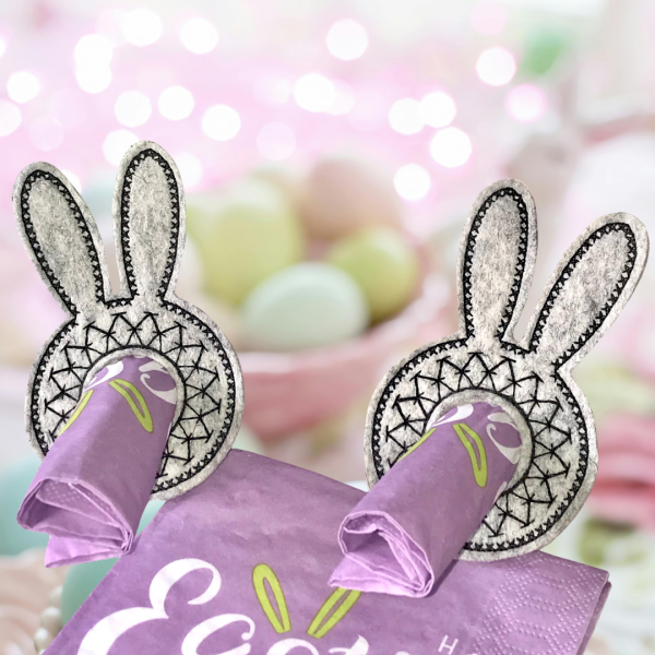 Stickdateien-Set 8 Serviettenringe Hase ITH für den 18x30cm Stickrahmen