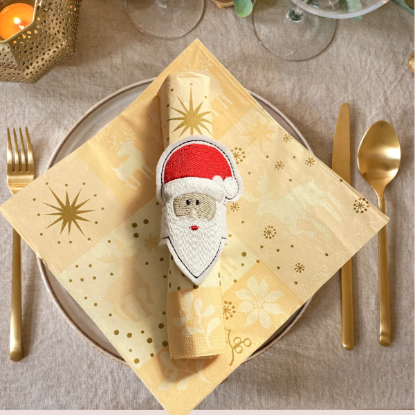 Preview: Banderole / Serviettenring Weihnachtsmann / Nikolaus ITH - Stickdatei für 10x10er Rahmen