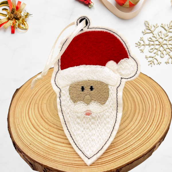 Preview: ITH Stickdatei Anhänger Nikolaus / Weihnachtsmann für 10x10cm Stickrahmen