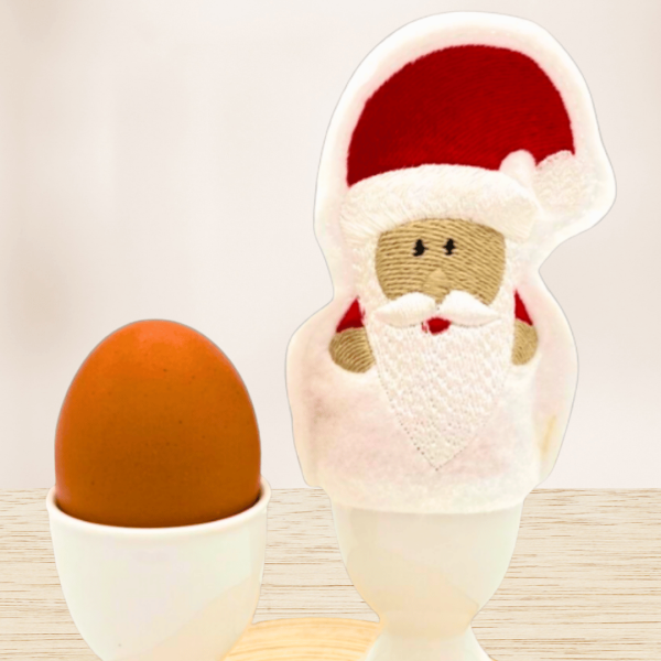Preview: ITH Stickdatei Eierwärmer Nikolaus / Weihnachtsmann für den 10x10cm Stickrahmen