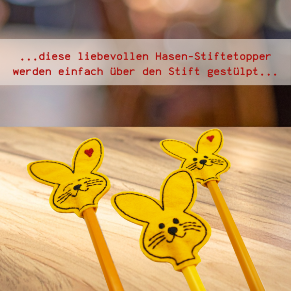 Preview: Hasen Stiftetopper - 6 unterschiedliche Hasen zur Auswahl