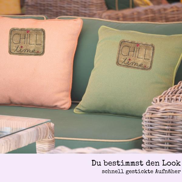 Preview: Stickdatei Aufnäher CHILL-time für 10x10cm Stickrahmen