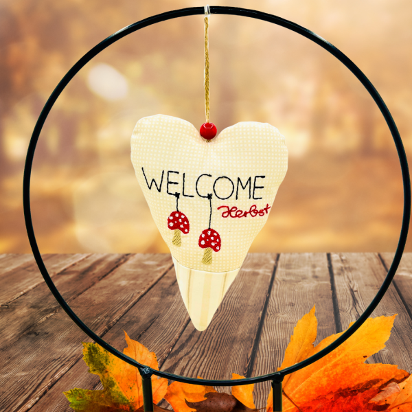 Stickdatei ITH Herz Welcome Herbst für den 13x18er Stickrahmen S013-20-03-13x18