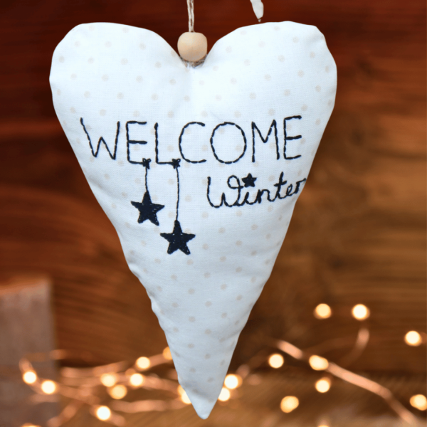 Preview: Welcome Winter Stickdatei als dekoratives Herz