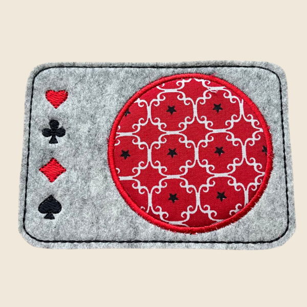 Preview: 2. MugRug Untersetzer mit Kreuz Pik Herz Karo, Kartenspieler Stickdatei, digitale ITH-Stickdatei für Stickmaschine