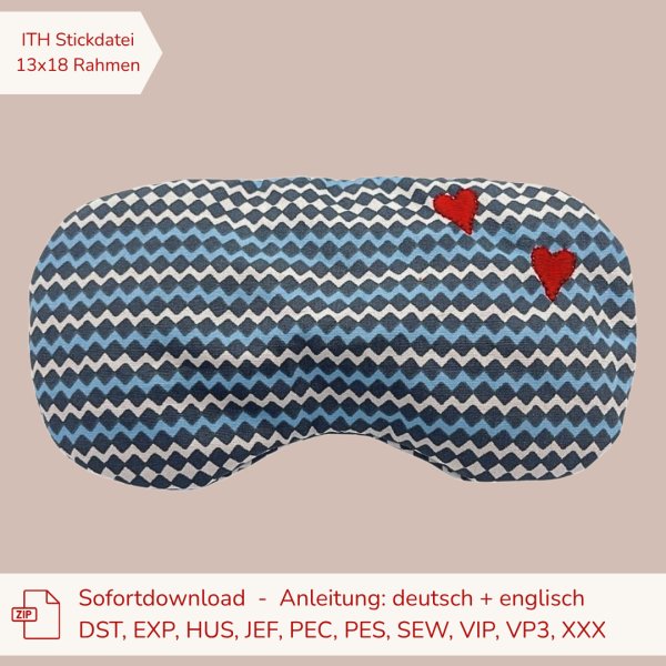 ITH Stickdatei Schlafmaske und Augenmaske für den 16x26 cm Stickrahmen
