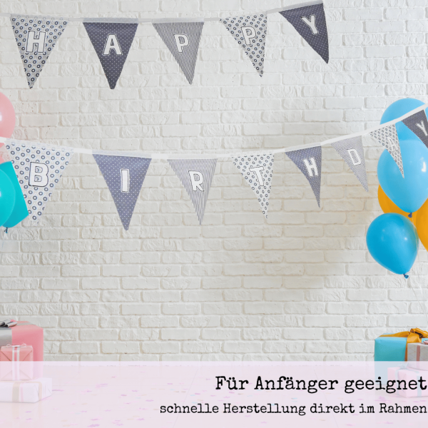 Preview: Stickdatei ITH Wimpelkette-Girlande HAPPY BIRTHDAY für 13x18 cm Stickrahmen