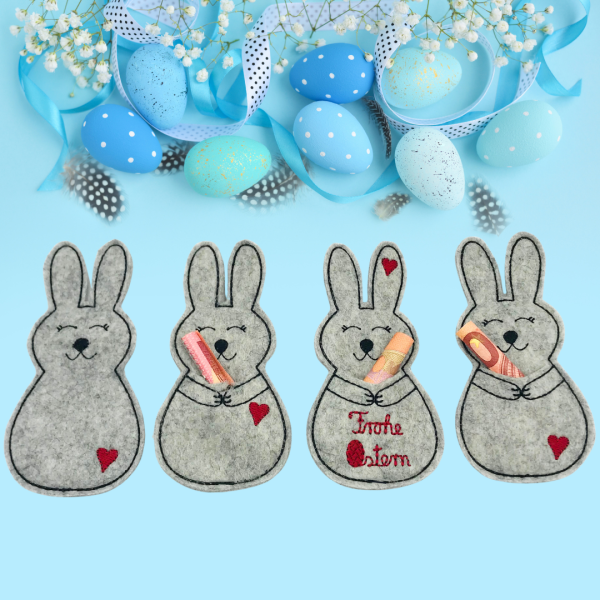4 Stickdateien ITH - Hasen Stabfiguren für 13x18er Rahmen Dekohasen - Osterdeko - Osterhasen - Ostergeschenk