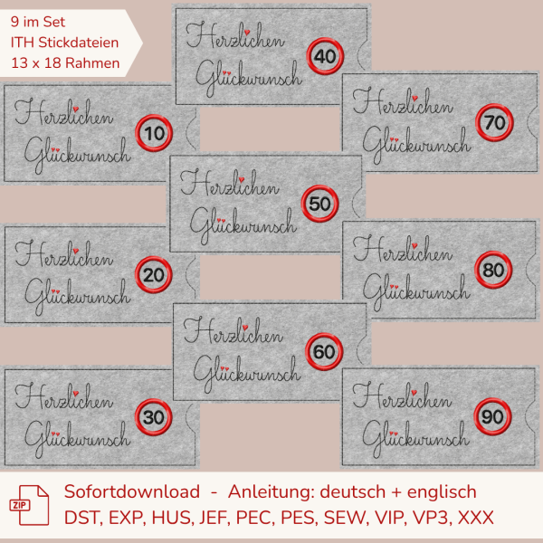 ITH Schokohülle Herzlichen Glückwunsch – Set 10 bis 90