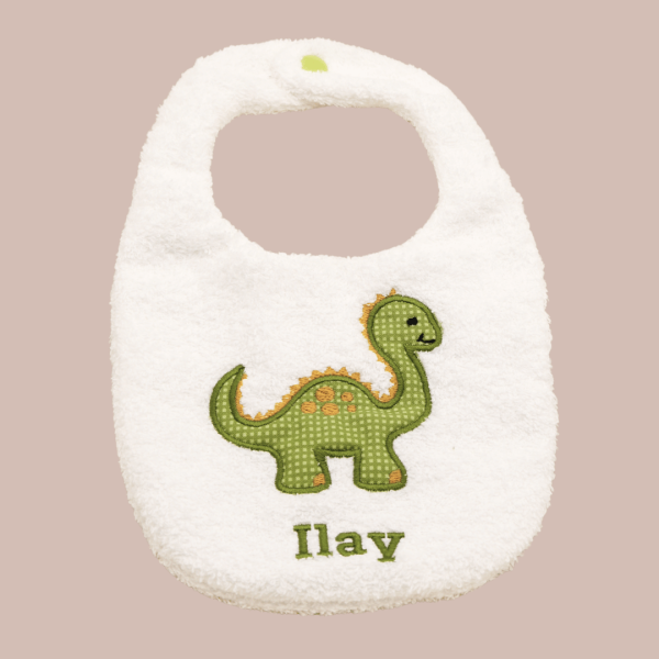 Preview: ITH-Stickdatei Lätzchen mit Dino - Applikation für 18x30er Stickrahmen S091-390-01