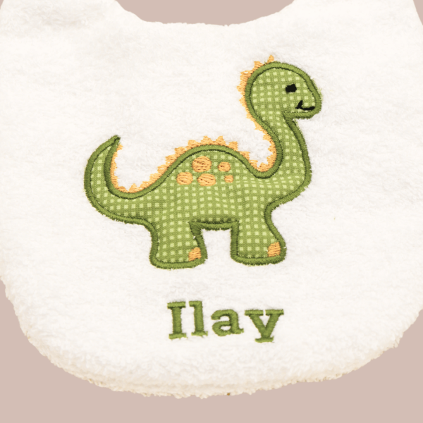 Preview: ITH-Stickdatei Lätzchen mit Dino - Applikation für 18x30er Stickrahmen S091-390-01