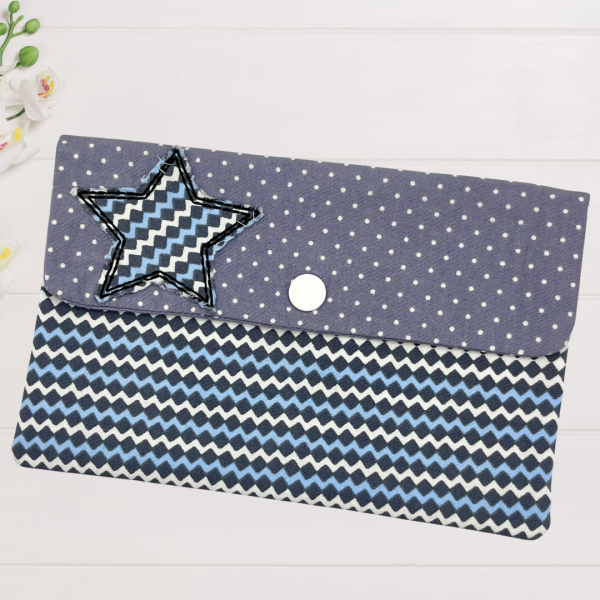 ITH Stickdatei Kosmetiktasche für den 18x30 cm Stickrahmen mit gesticktem Doodle-Stern als Geschenkidee