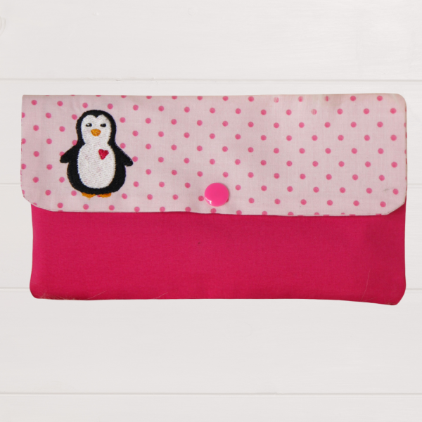 Kosmetiktasche mit Krone als Doodle-Symbol bestickt mit Druckknopf -sofort lieferbar-