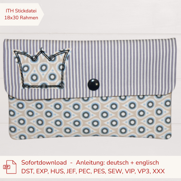 ITH Stickdatei Kosmetiktasche für den 18x30 cm Stickrahmen mit gesticktem Doodle-Stern als Geschenkidee