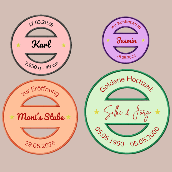 Preview: 4 Stickdateien Stempel - Applikation blanko für 10x10 / 13x18 / 16x26 / 18x30 cm Stickrahmen im Set