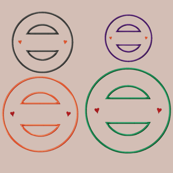 Preview: 4 Stickdateien Stempel - Applikation Herzen für 10x10 / 13x18 / 16x26 / 18x30 cm Stickrahmen im Set