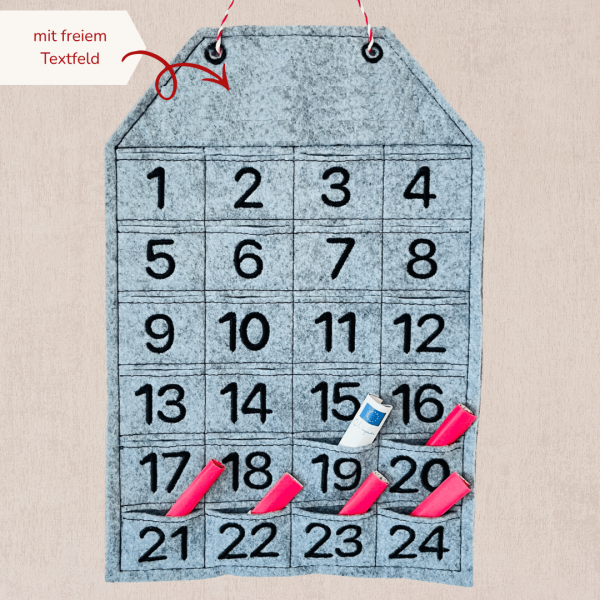 Preview: Stickdatei ITH Adventskalender mit freiem Textfeld für 20x30 cm Stickrahmen