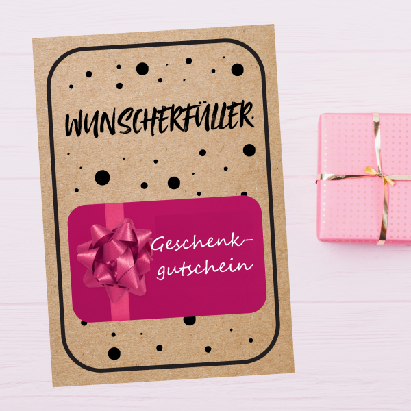 Preview: Druckvorlage Geschenk - WUNSCHERFÜLLER - für Geldgeschenk oder Gutscheinkarte - PDF Bastelvorlage zum Ausdrucken DIY