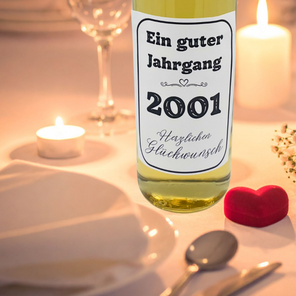 Preview: Druckvorlage Ein guter Jahrgang 2001 Weinbanderole und Weinetikett zum 25. Geburtstag PDF Bastelvorlage zum Ausdrucken DIY
