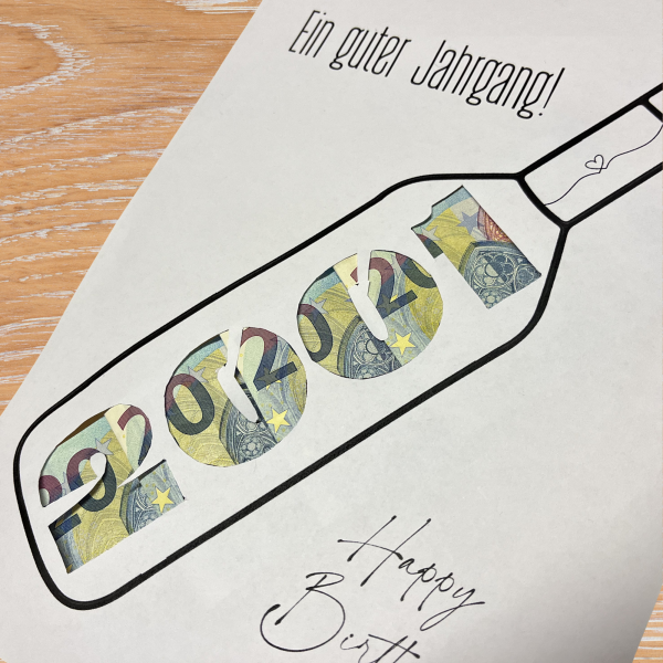 Preview: Druckvorlage Geschenk - Happy Birthday - 2001 Ein guter Jahrgang! Geburtstag - PDF Bastelvorlage zum Ausdrucken DIY