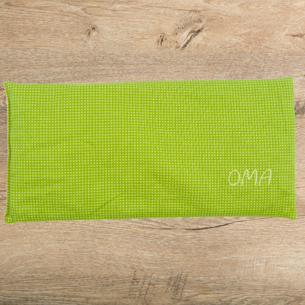 Körnerkissen OMA bestickt grün-gemustert -sofort lieferbar-