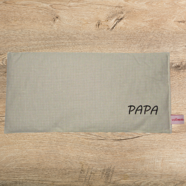 Körnerkissen PAPA bestickt beige-weiß-gemustert -sofort lieferbar-