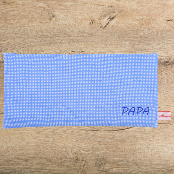 Körnerkissen PAPA bestickt blau-weiß-gemustert -sofort lieferbar-