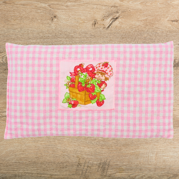 Körnerkissen Vichy rosa-weiß mit Applikation -sofort lieferbar-