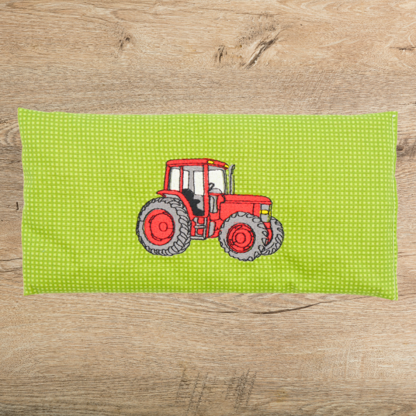 Körnerkissen roter Taktor bestickt -sofort lieferbar-