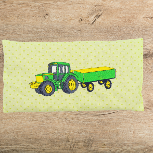 Kirschkernkissen Traktor mit Anhänger bestickt -sofort lieferbar-