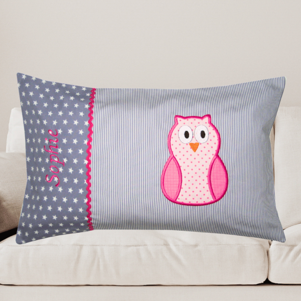 Namenskissen - Hülle 30x50 cm mit Wunschname und Stickmotiv bestickt