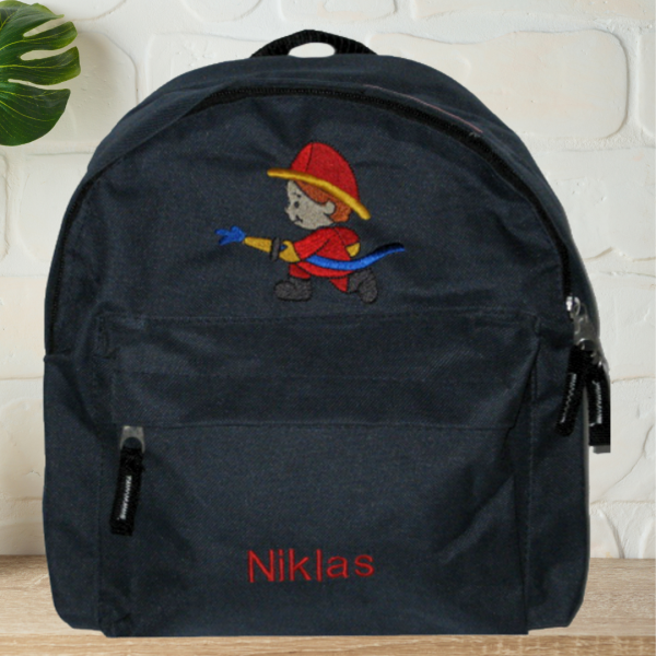 Kindergartenrucksack mit Wunschmotiv und Name bestickt Farbe: dunkelblau -personalisiert-