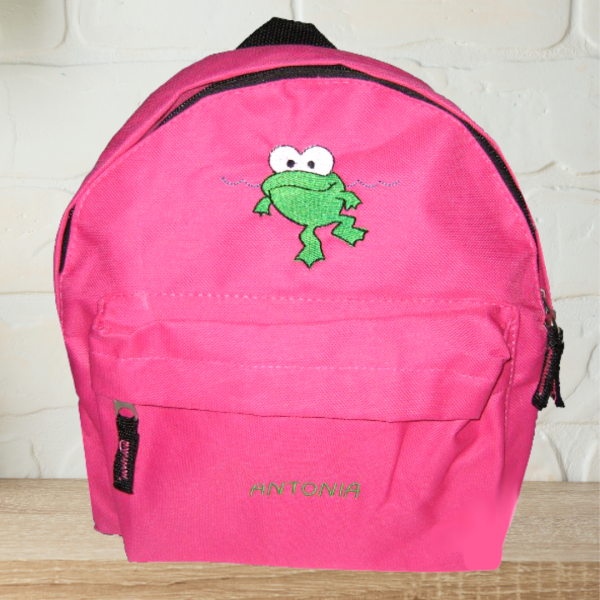 Preview: Kindergartenrucksack mit Wunschmotiv und Name bestickt Farbe: pink -personalisiert-