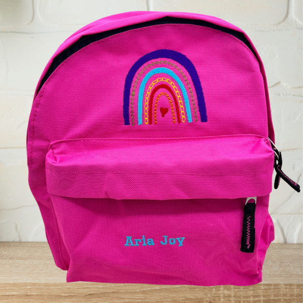 Kindergartenrucksack mit Wunschmotiv und Name bestickt Farbe: pink -personalisiert-