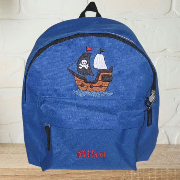Kindergartenrucksack mit Wunschmotiv und Name bestickt Farbe: royalblau -personalisiert-