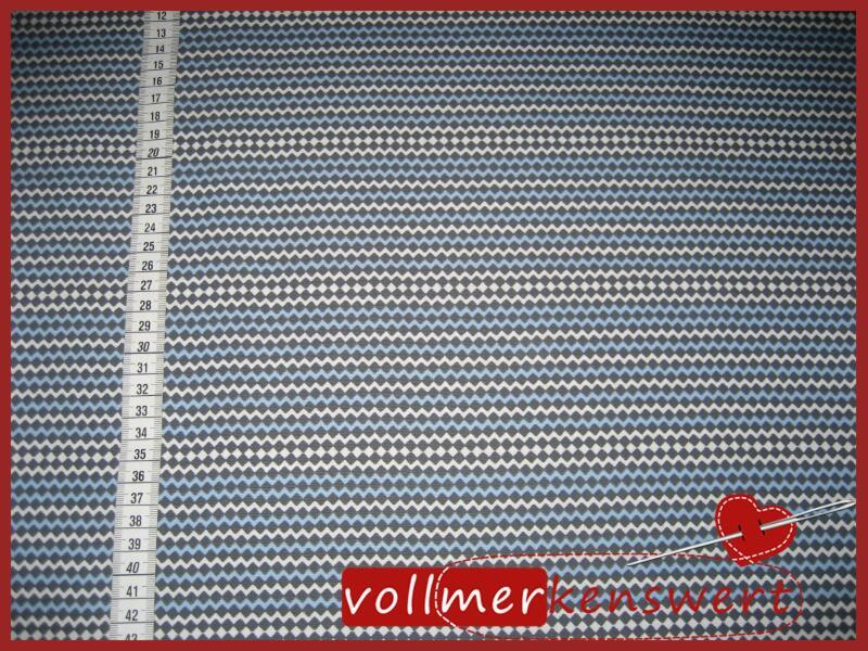 Baumwollstoff Zacken - Rauten - blau-grau-weiß-gemustert Qui Tie Kids Collection - stoff-1062