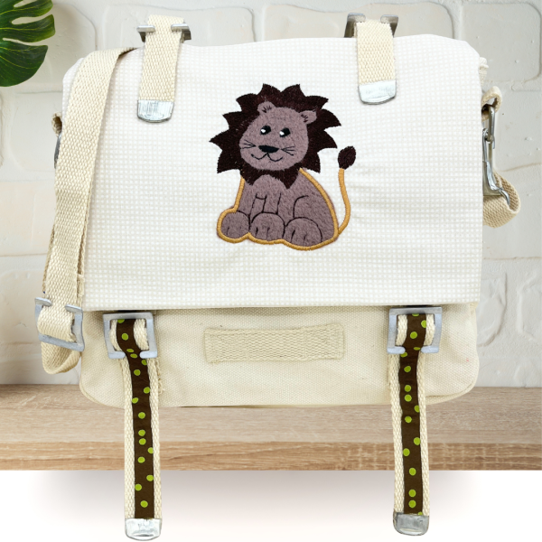 Canvastasche mit Löwe und Wunschname bestickt