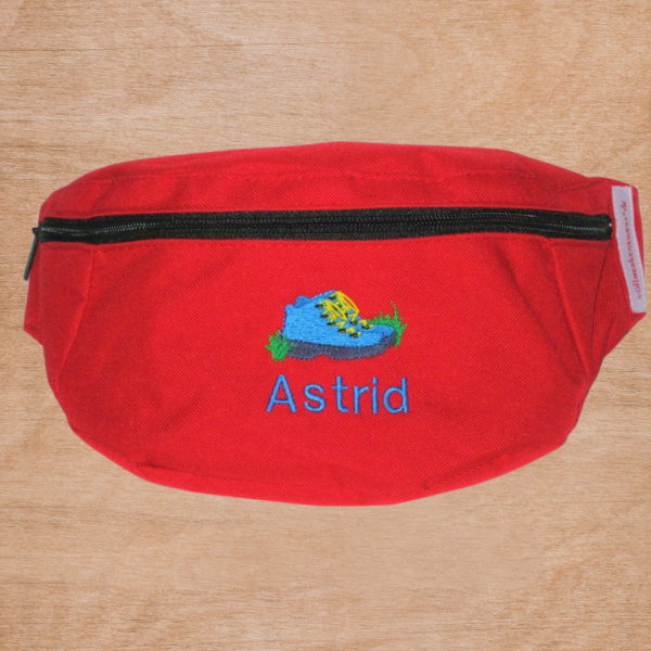 Preview: Gürteltasche rot bestickt Wanderschuhe
