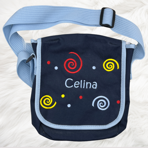 Schultertasche (Farbwahl) mit Wunschmotiv und Name bestickt für Kindergartenkinder & Erwachsene  -personalisiert-