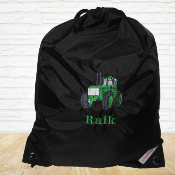 Preview: Canvastasche mit Wunschmotiv und Name bestickt für Kindergartenkinder & Große Farbe: rosa Verschluss: Klettverschluss -personalisiert-