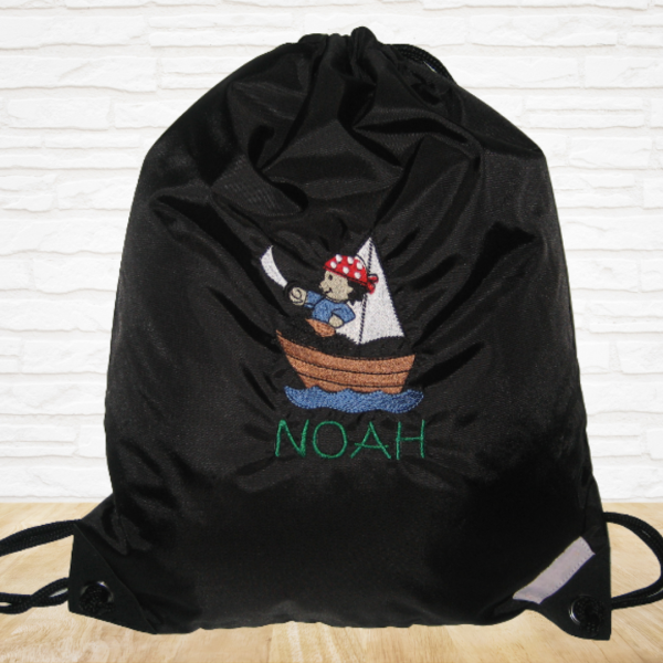 Canvastasche mit Wunschmotiv und Name bestickt für Kindergartenkinder & Große Farbe: rosa Verschluss: Klettverschluss -personalisiert-