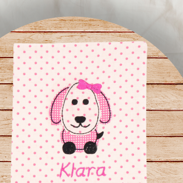 Preview: Stickdatei Hund mit Schleife Doodle für den 10x10cm Stickrahmen