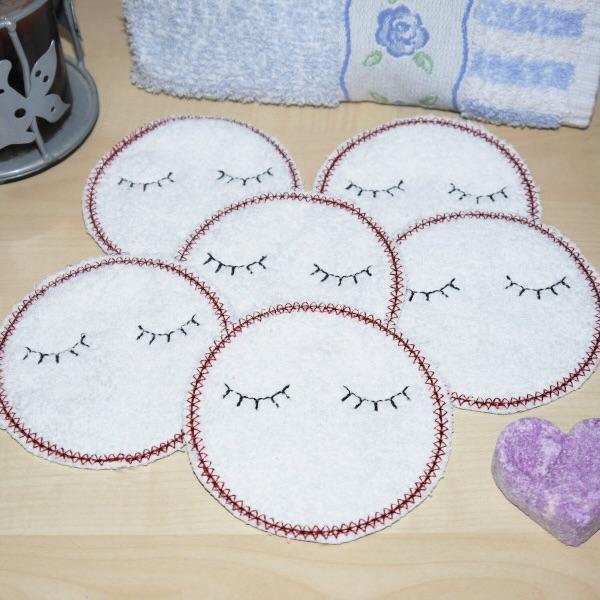 6er-Set ITH Stickdateien Abschminkpads mit Wimpern für den 20x30cm Stickrahmen