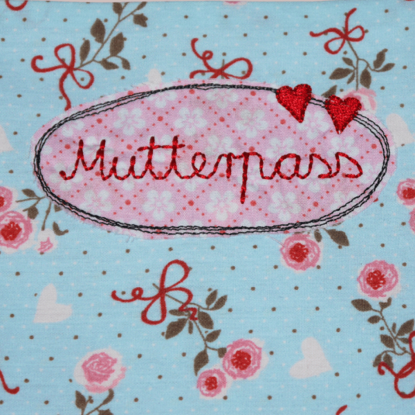 Stickdatei Doodle-Rahmen Herzen "Mutterpass" 10x10 cm | Applikation