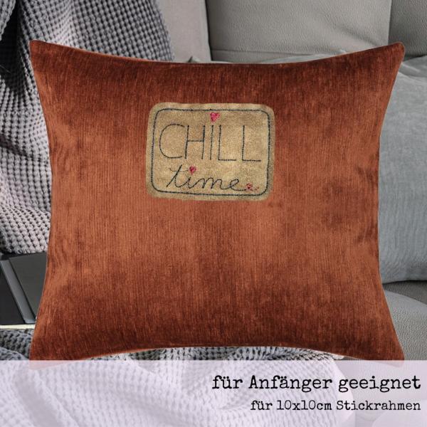 Stickdatei Aufnäher CHILL-time für 10x10 cm Stickrahmen