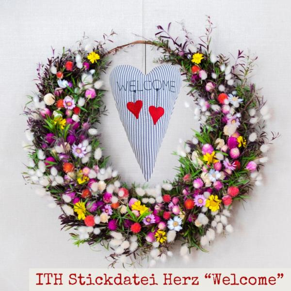 Stickdatei ITH Herz Welcome für den 13x18er Stickrahmen