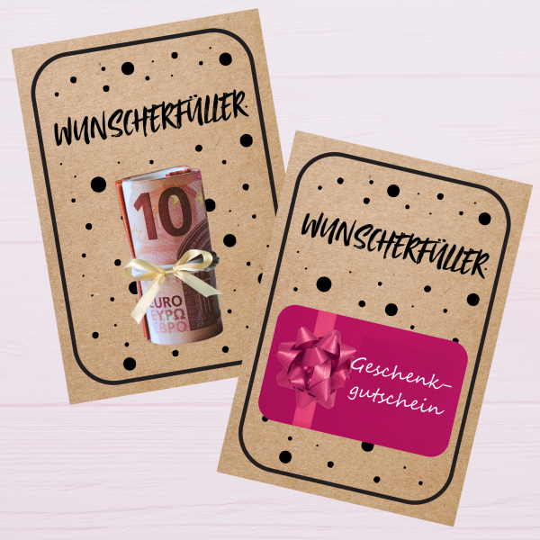 Druckvorlage Geschenk - WUNSCHERFÜLLER - für Geldgeschenk oder Gutscheinkarte - PDF Bastelvorlage zum Ausdrucken DIY